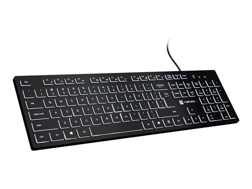 Natec HERRING GLOW - keyboard - slim design low profile full size - QWERTY - US - black Input Device - Tastatur - Englisch (US) - Schwarz