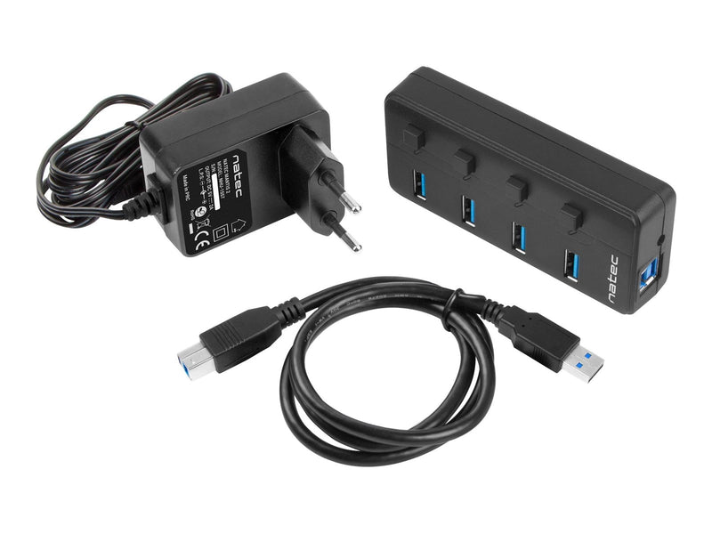 Natec NHU-1557 Hub USB 3.0 Mantis2 4-ports USB-Hubs - USB 3.2 - 4 - Schwarz