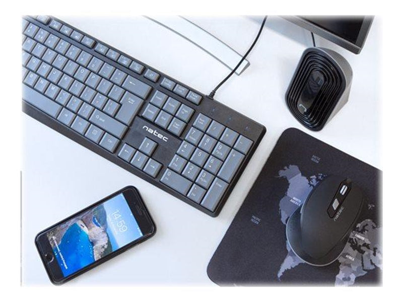 Natec Nautilus - keyboard - US - black - Tastatur - Englisch (US) - Grau