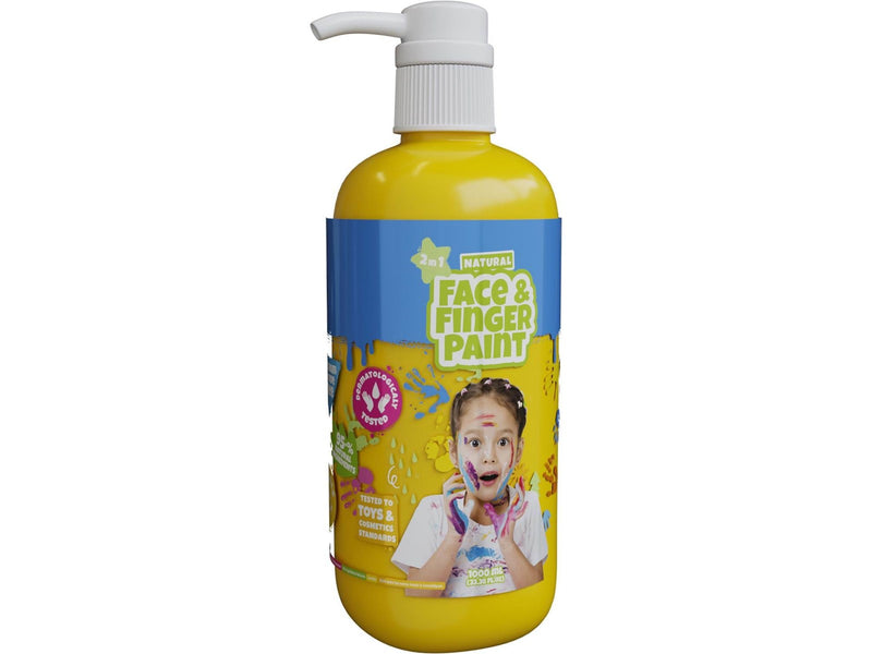 Natural Face & Finger Paint Yellow 1000ml Bottle Dispenser