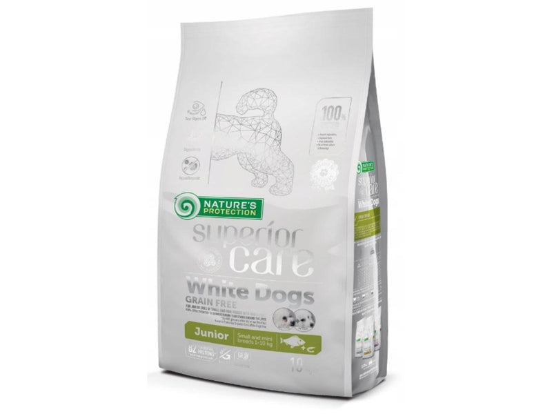 Nature's Protection Superior Care White Dogs Grain Free Junior Small Białoryba - dry food for puppies - 10 kg