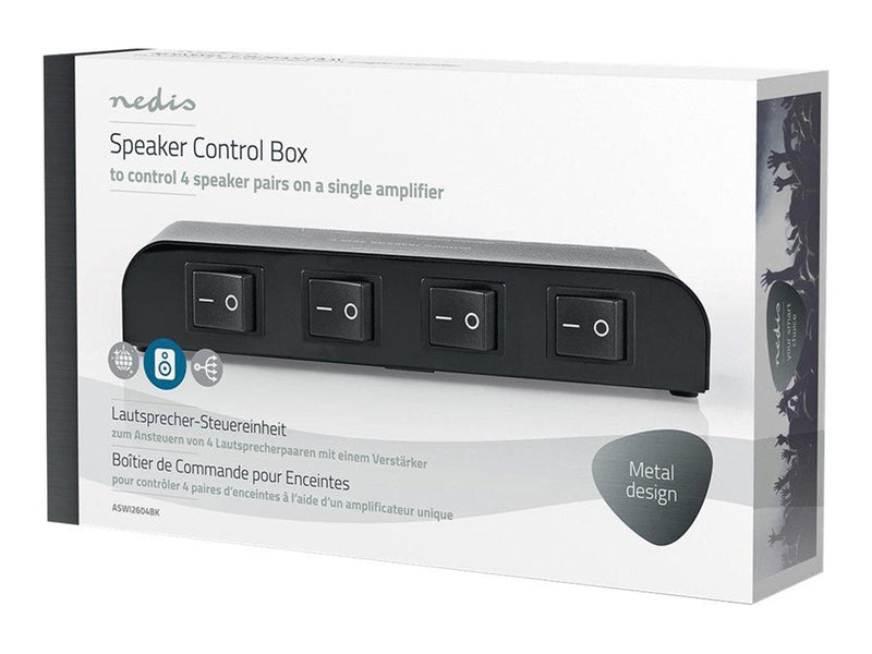 Nedis 4-Way Speaker Control Box - audio switch - 4 ports