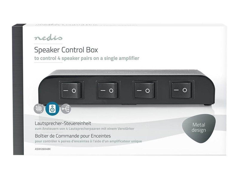 Nedis 4-Way Speaker Control Box - audio switch - 4 ports