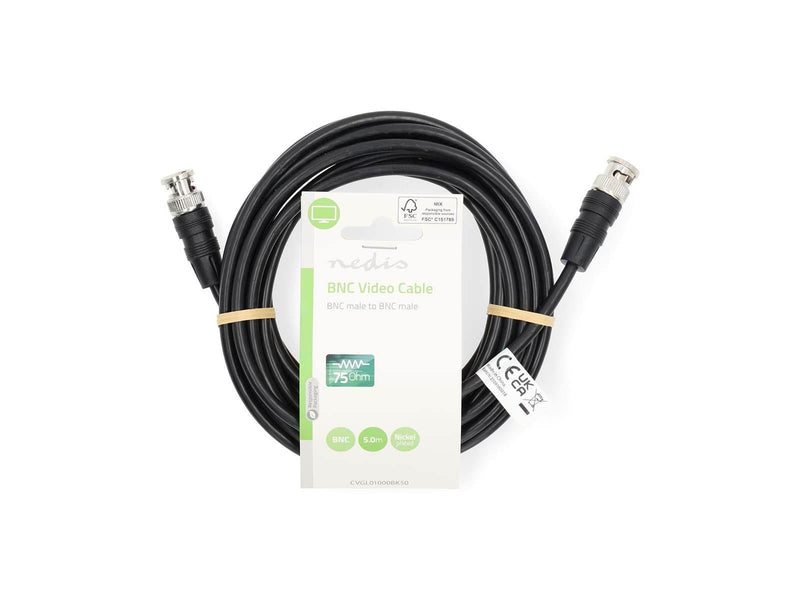 Nedis BNC Video Cable | Nickel Plated | 75 Ohm | 5.00 m | Round | PVC | Black