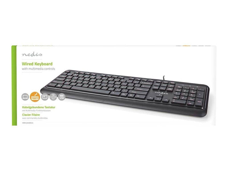 Nedis - keyboard - QWERTY - US International - black - Tastatur - Universal - Schwarz