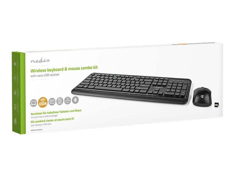 Nedis - keyboard and mouse set - QWERTY - US - black - Tastatur & Maus Set - Englisch (US) - Schwarz