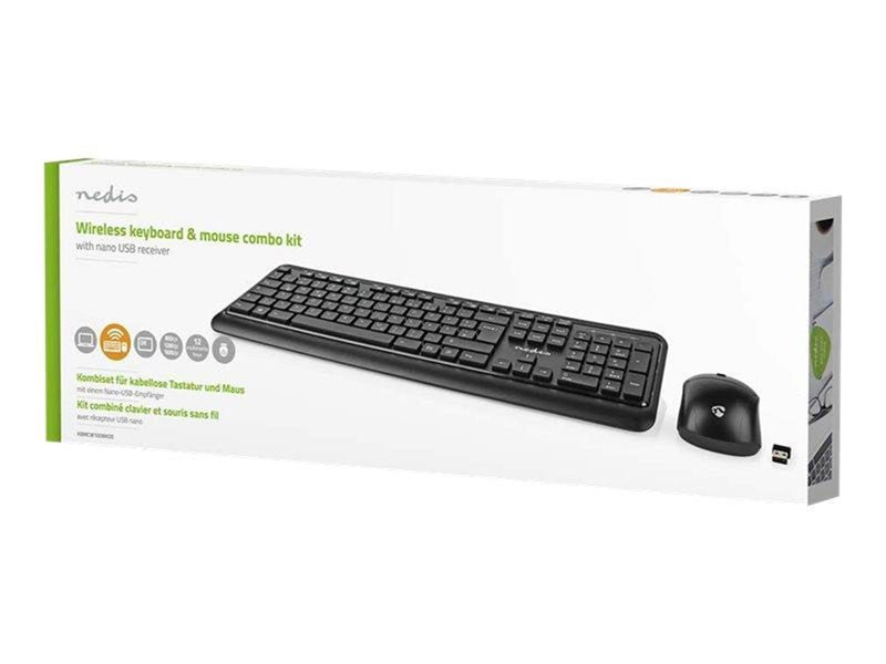 Nedis - keyboard and mouse set - QWERTZ - German - black Input Device - Tastatur & Maus Set - Deutsch - Schwarz