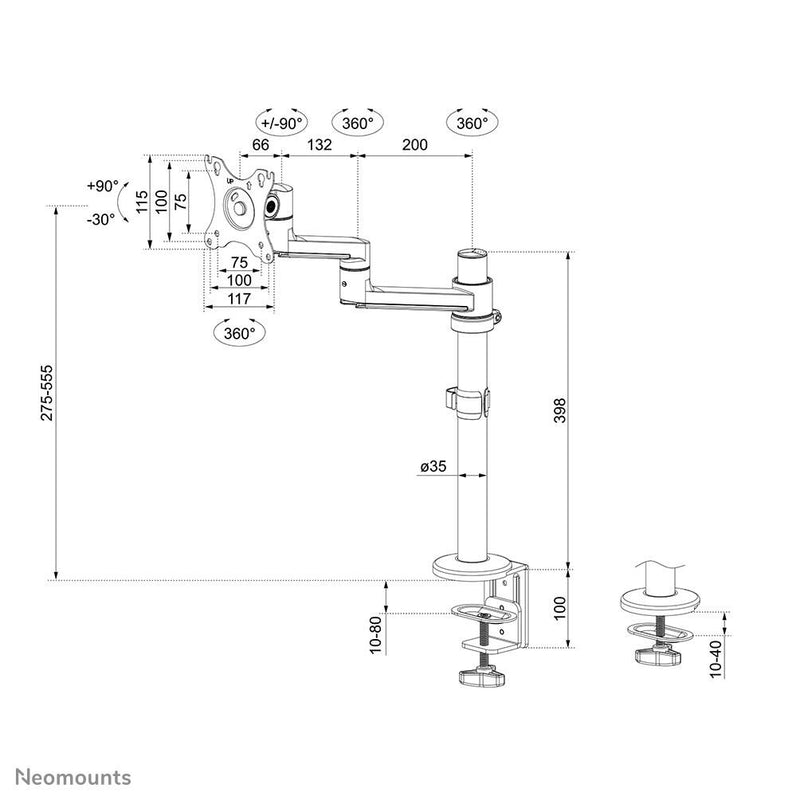 Neomounts DS60-425BL1 Monitor Tischhalterung