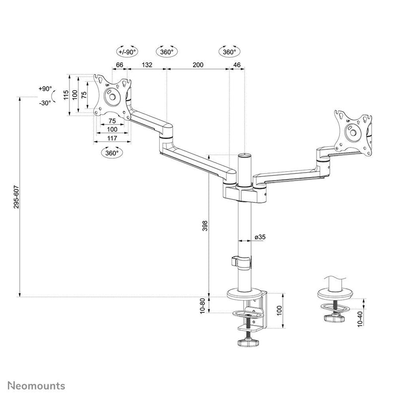 Neomounts DS60-425BL2 dual Monitor Tischhalterung