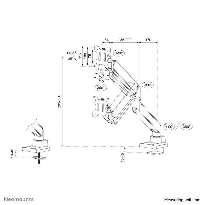 Neomounts DS70-450BL1 NEXT Core Monitor Tischhalterung