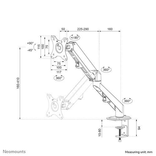 Neomounts DS70-700BL1 Monitor Tischhalterung