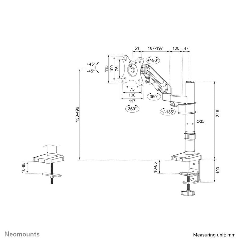 Neomounts DS70-750BL1 Monitor Tischhalterung