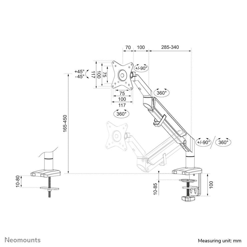 Neomounts DS70-810BL1 Monitor Tischhalterung