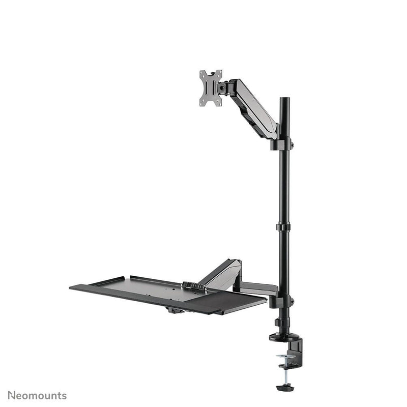 Neomounts DS90-325BL1 höhenverstellbarer, tischmontierter Arbeitsplatz für 17-32' Bildschirme, Tastatur und Maus - Schwa