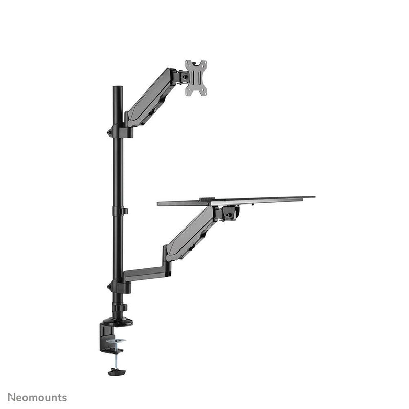 Neomounts DS90-325BL1 höhenverstellbarer, tischmontierter Arbeitsplatz für 17-32' Bildschirme, Tastatur und Maus - Schwa