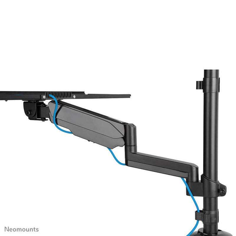 Neomounts DS90-325BL1 höhenverstellbarer, tischmontierter Arbeitsplatz für 17-32' Bildschirme, Tastatur und Maus - Schwa
