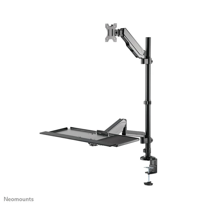 Neomounts DS90-325BL1 höhenverstellbarer, tischmontierter Arbeitsplatz für 17-32' Bildschirme, Tastatur und Maus - Schwa