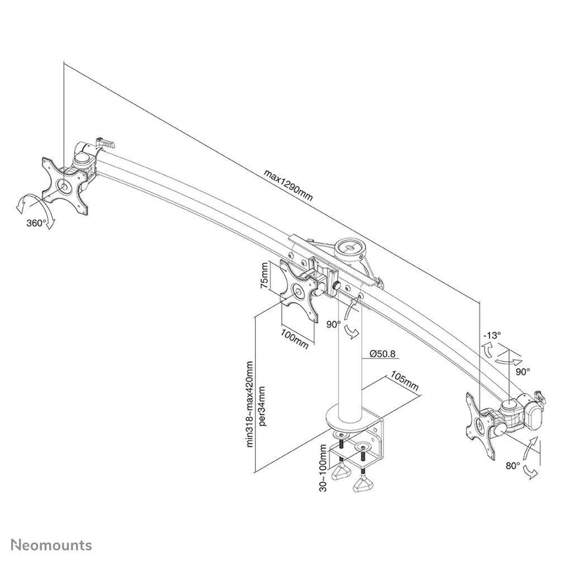 Neomounts FPMA-D700D3 Monitor Tischhalterung