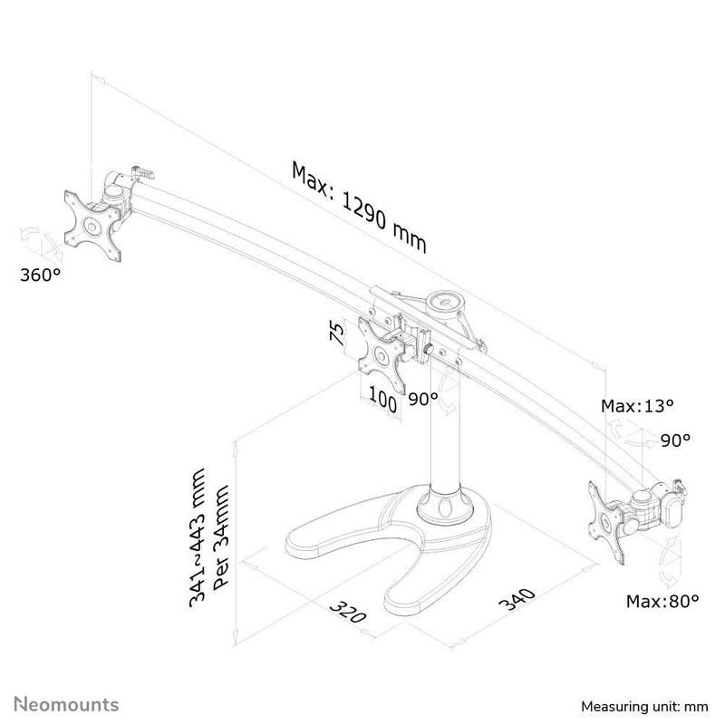 Neomounts FPMA-D700DD3 dreifach Monitor Tischständer