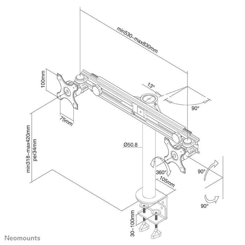 Neomounts FPMA-D700D Monitor Tischhalterung