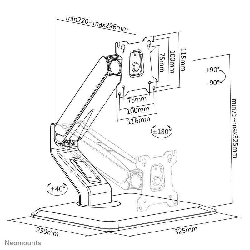 Neomounts FPMA-D885BLACK Monitor Tischständer