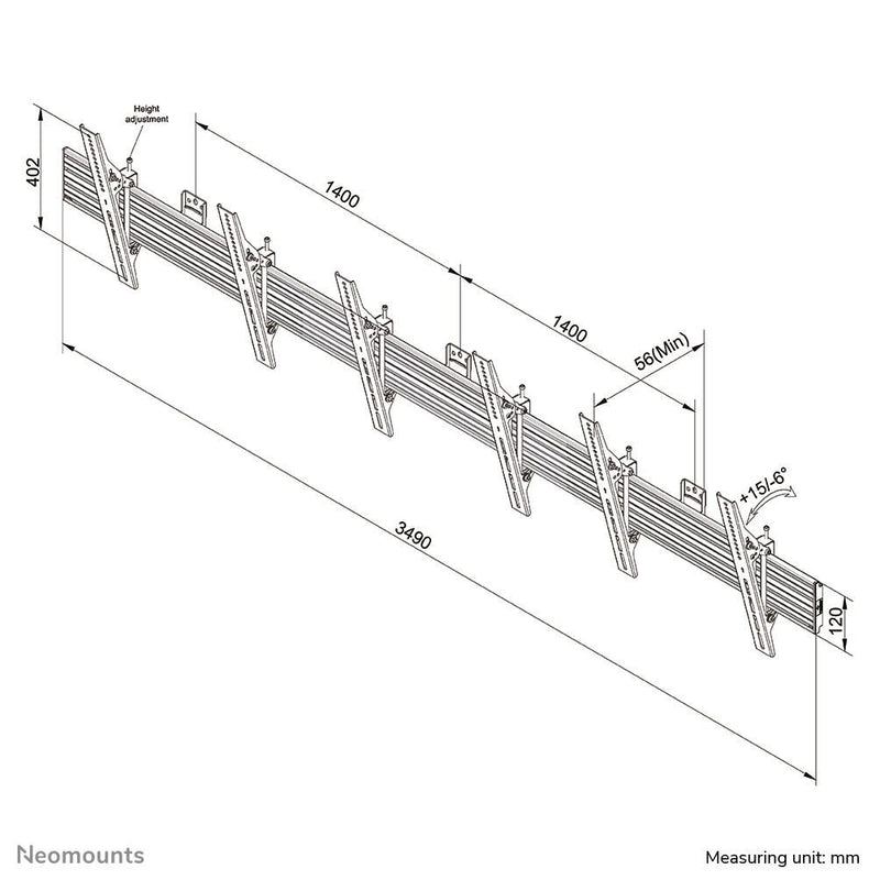 Samsung Menuboard 3x QM50C Smart Signage Display 126 cm 50 Zoll + Neomounts NMPRO-WMB3 dreifach Wandhalterung