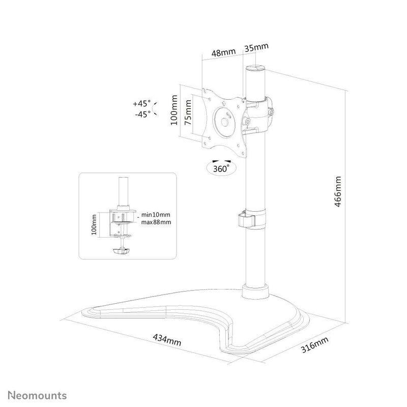 Neomounts NM-D335BLACK Monitor Tischhalterung