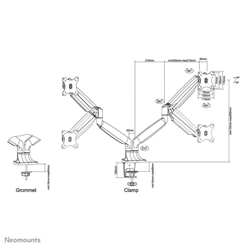 Neomounts NM-D750DSILVER Monitor Tischhalterung