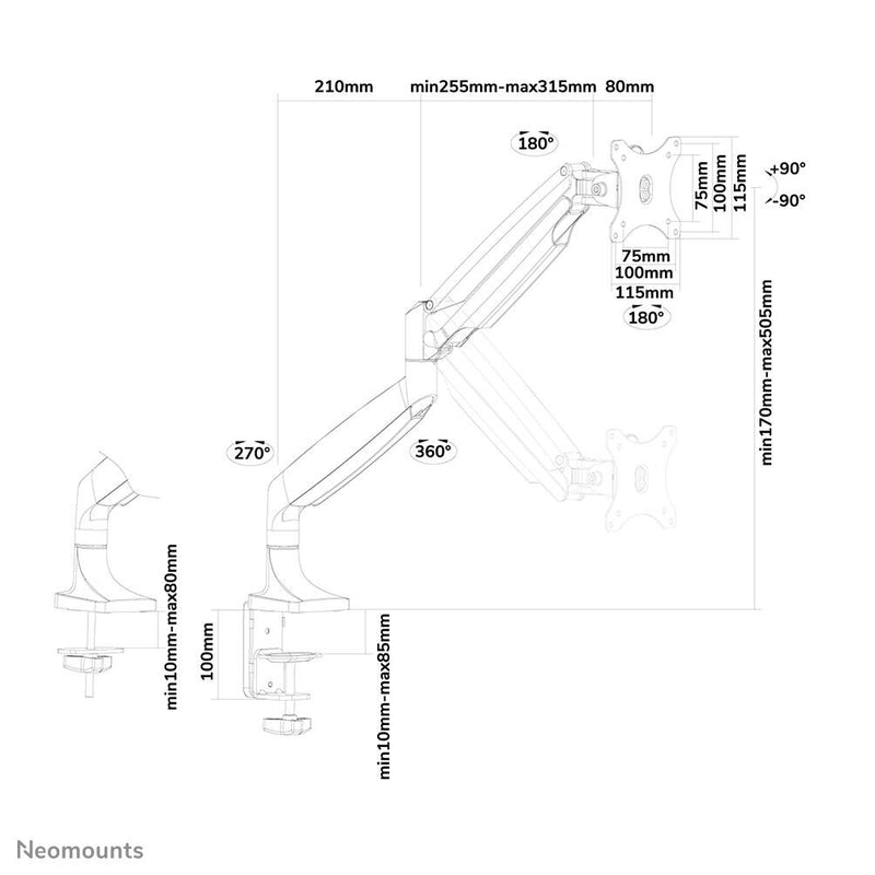 Neomounts NM-D750WHITE Monitor Tischhalterung