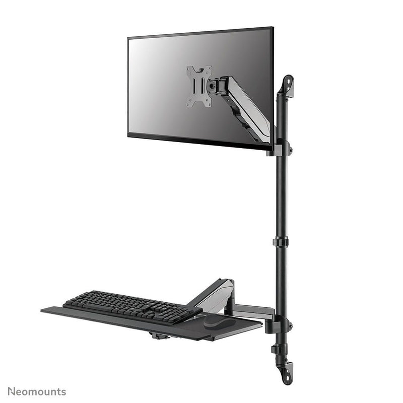 Neomounts WL90-325BL1 höhenverstellbarer, wandmontierter Arbeitsplatz für 17-32' Bildschirme, Tastatur und Maus - Schwar