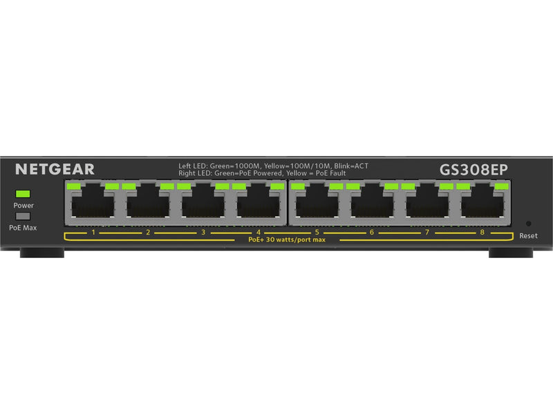 Netgear GS308EP 8-Port PoE+ Gigabit Ethernet Plus Switch (62W)
