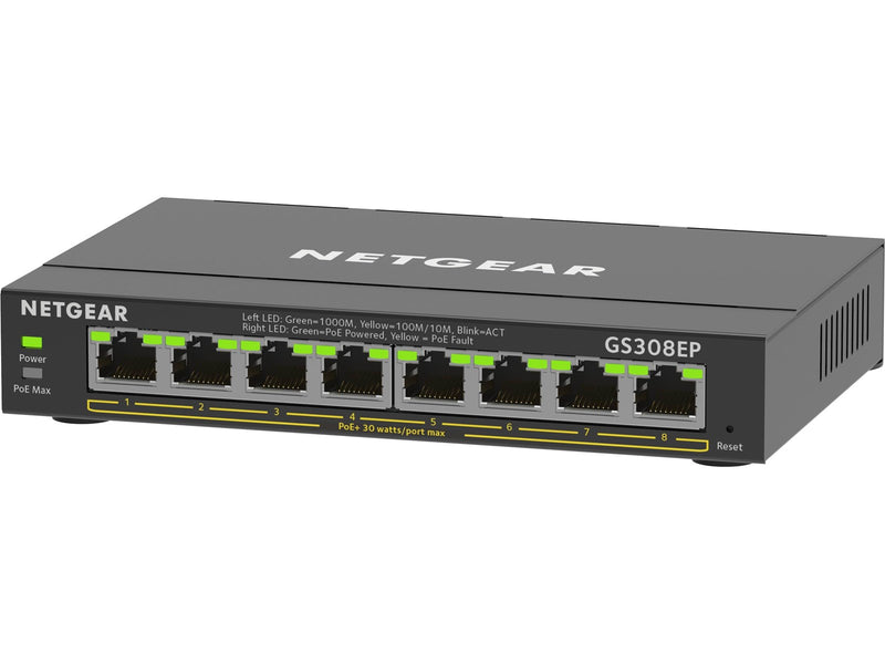 Netgear GS308EP 8-Port PoE+ Gigabit Ethernet Plus Switch (62W)