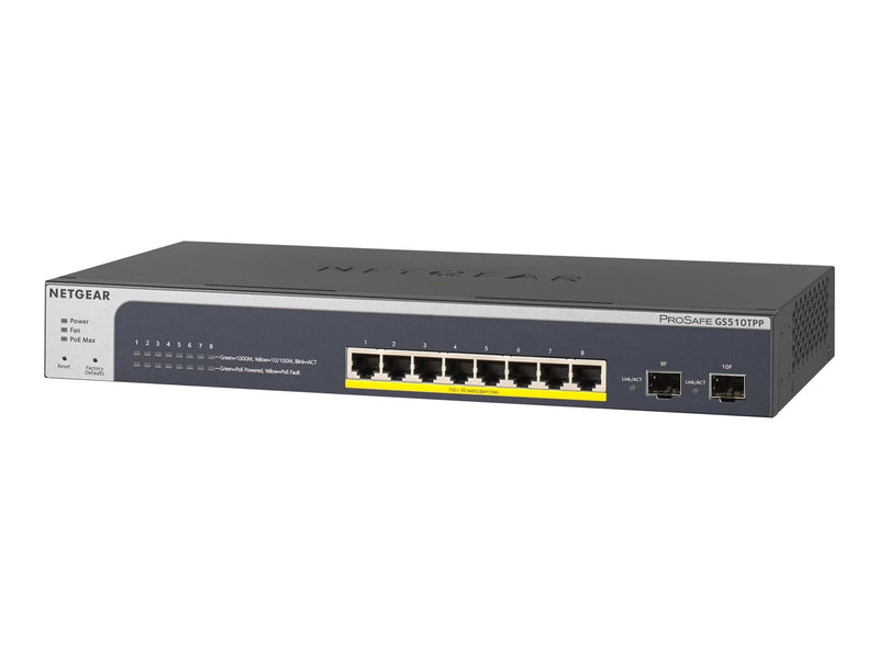 Netgear GS510TPP 8-Port Gigabit High Power PoE+ Smart Switch with 2 SFP Ports (190W)