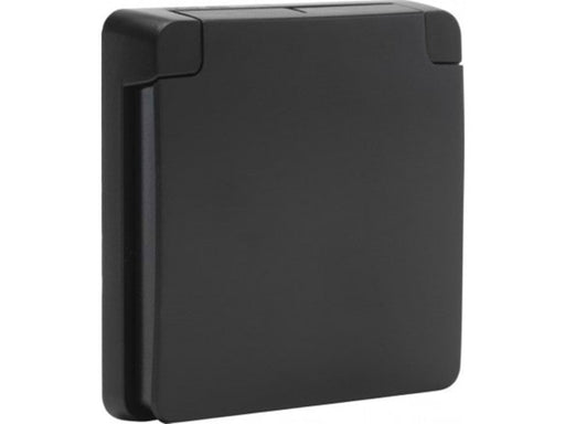 Niko-Servodan Adapter frame with hinged lid suitable for 45 x 45 mm functions in splashproof surface-mounting outlets black