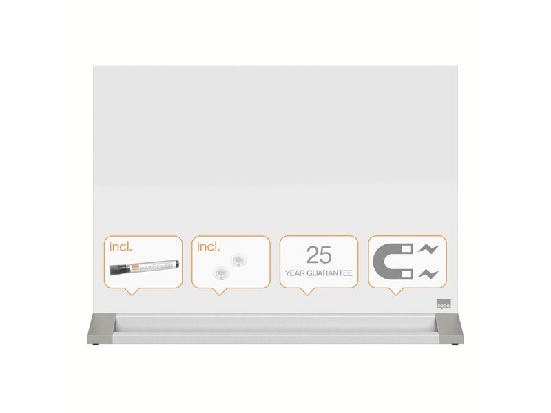 Nobo Glas Desktop-Tafel mit magnetischer Glasoberfläche 60 x 43 cm