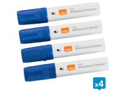 Nobo  Glide Boardmarker, trocken abwischbar, große Keilspitze, 4 Stück Blau