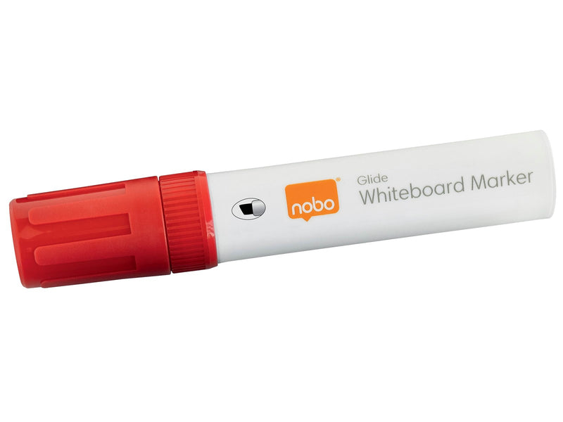 Nobo  Glide Boardmarker, trocken abwischbar, große Keilspitze, 4 Stück Rot