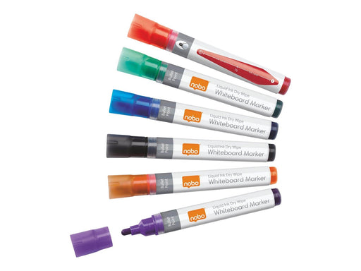 Nobo Liquid Ink - marker - black red blue green orange purple (pack of 6)