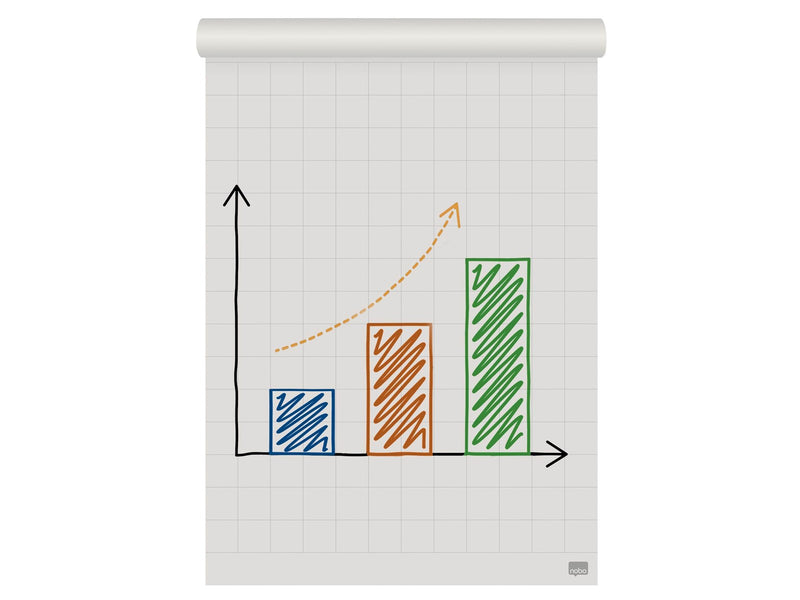 Nobo Premium Flipchart Recycled Paper Pad 600x890mm Reversible Plain or Gridded paper 50 Sheet 70gsm 1 Pack Rolled