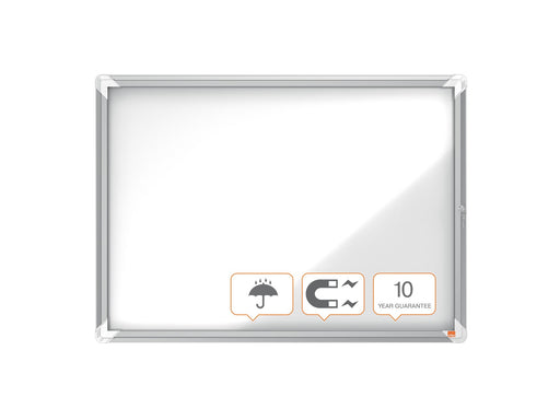 Nobo Premium Plus Schaukasten für den Außenbereich 8 × A4, weiße, magnetische Metall-Rückwand, Klapptür