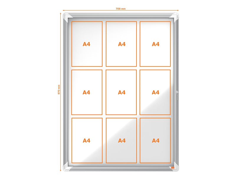 Nobo Premium Plus Schaukasten für den Innenbereich 9 x A4, magnetisch, Klapptür