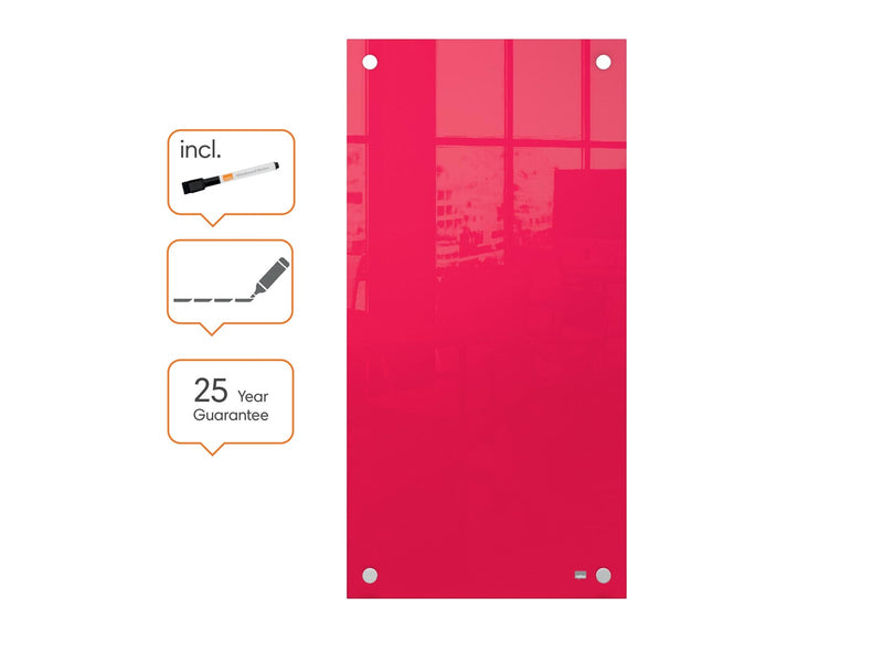 Nobo  Schmales Glas Whiteboard 30 x 60 cm Rot