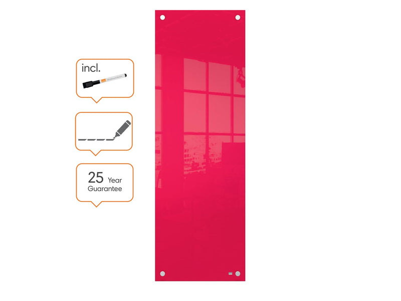 Nobo  Schmales Glas Whiteboard 30 x 90 cm Rot
