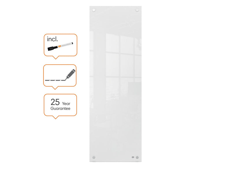Nobo  Schmales Glas Whiteboard 30 x 90 cm Weiß