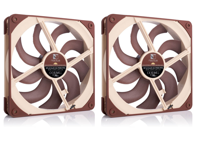 Noctua NF-A14x25 G2 PWM Sx2-PP (2-pack) - Gehäuselüfter - 140mm - Braun - 25 dBA