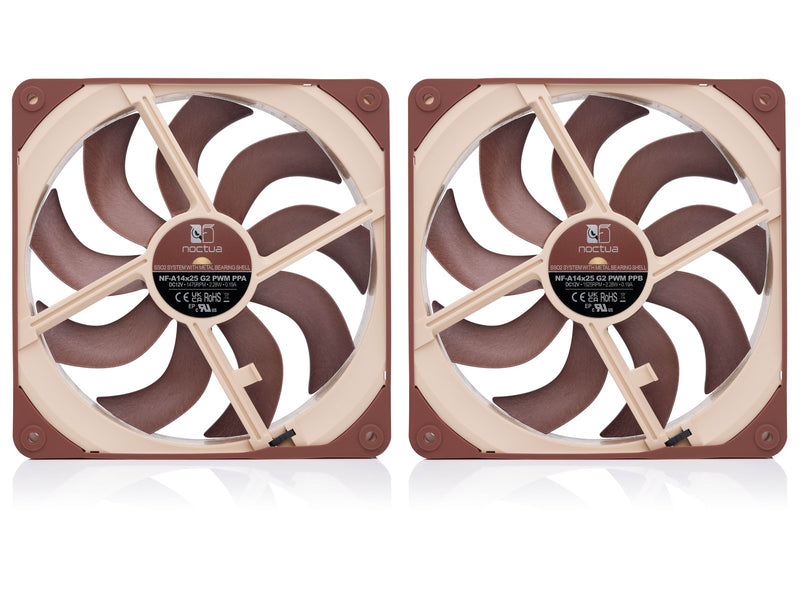 Noctua NF-A14x25 G2 PWM Sx2-PP (2-pack) - Gehäuselüfter - 140mm - Braun - 25 dBA
