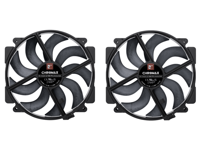 Noctua NF-A14x25r G2 PWM Sx2-PP chromax.black - Gehäuselüfter - 120mm - Schwarz
