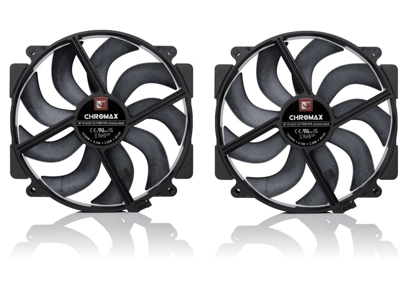 Noctua NF-A14x25r G2 PWM Sx2-PP chromax.black - Gehäuselüfter - 120mm - Schwarz