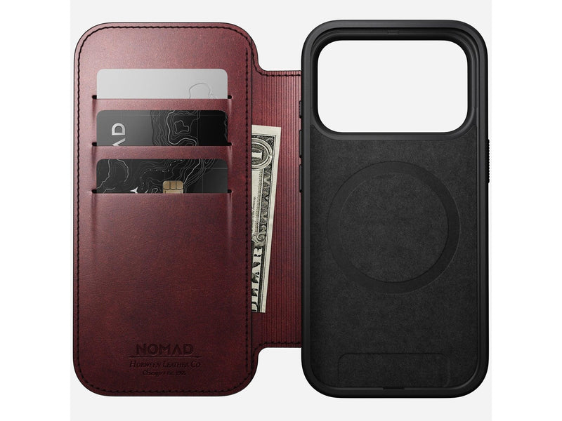 Nomad - Modern Leather Folio - iPhone 17 Pro | Burgundy | Horween