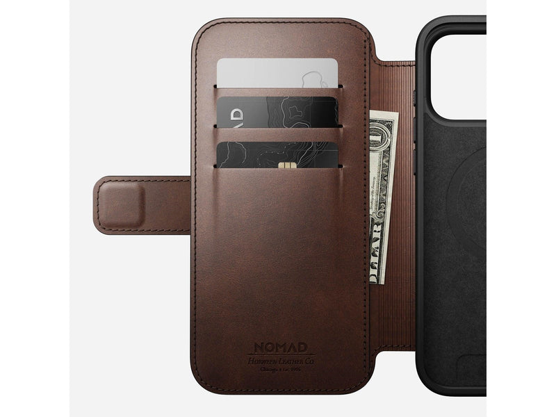 Nomad Modern Leather Folio rustic brown (Horween) - iPhone 17 Pro Max